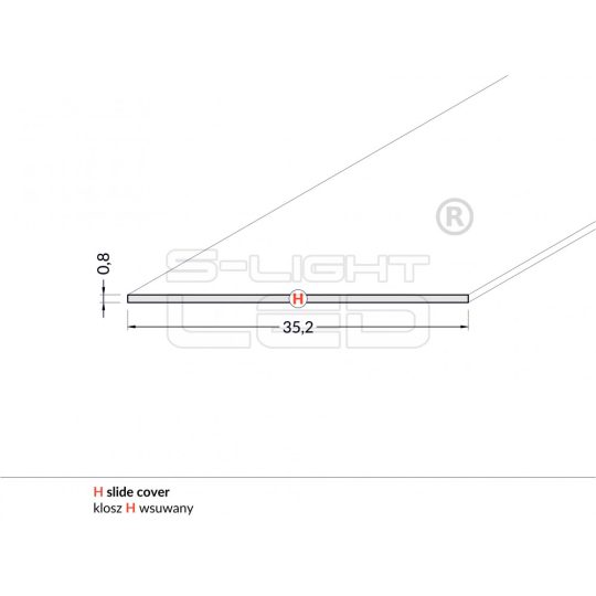LED profil fedél  "H" FLAT OPÁL