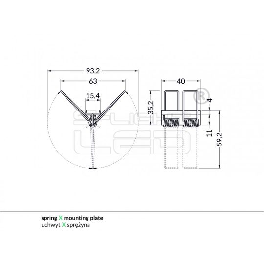 LED profil "X" SPRING rögzítő gipszkartonba
