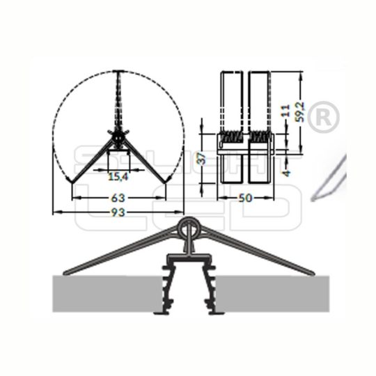 LED profil "X" SPRING rögzítő gipszkartonba