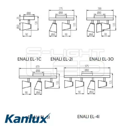 Kanlux ENALI EL-4I B falon kívüli négyes spot 28769