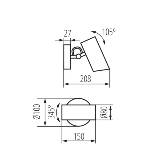 Kanlux AGZAR EL-10 W E14 oldalfali lámpa fehér 36255