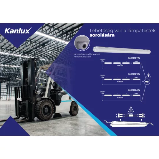 KANLUX MAH MAX 38W 12 NW RYF LED lámpa 6080lm 120cm 38464