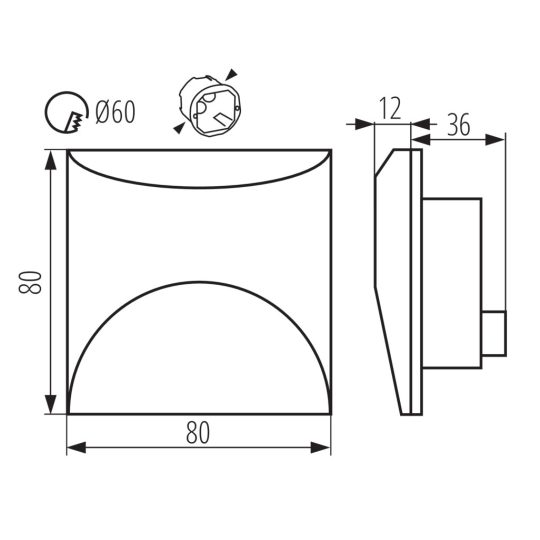 Kanlux lépcsővilágító LED lámpatest EXIN LED L GR-WW IP65 39128