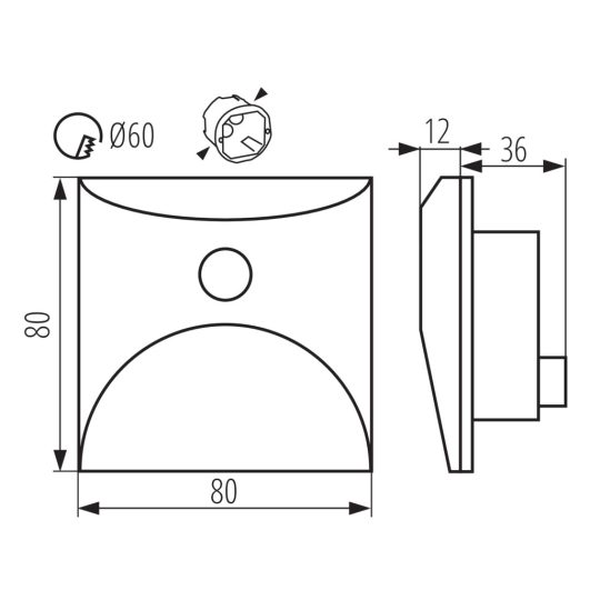 Kanlux lépcsővilágító LED lámpatest EXIN LED PIR L GR-WW IP65 39131