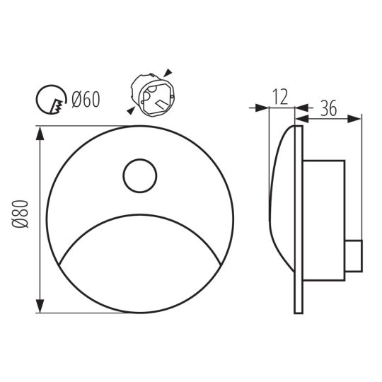 Kanlux lépcsővilágító LED lámpatest EXIN LED PIR O GR-WW IP65 39125