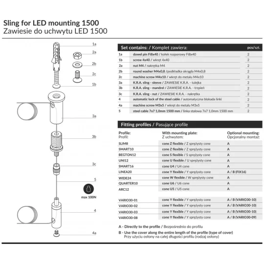 SLING LARGE 1500 chrome pár