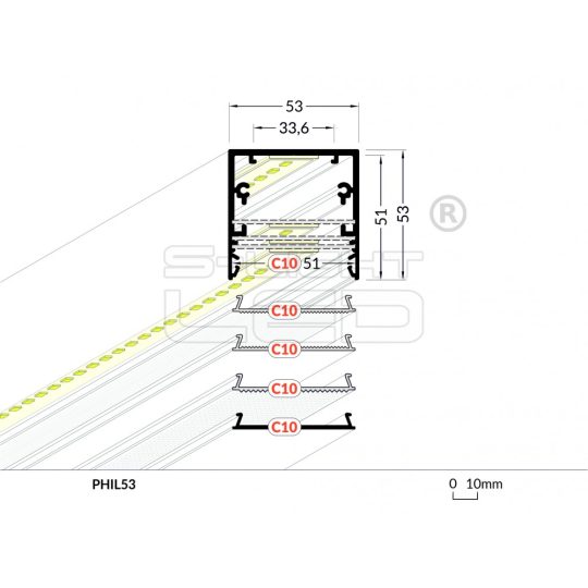 LED profil PHIL53 falon kívüli natur ALU