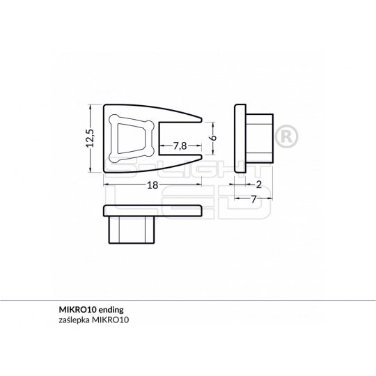 LED profil MIKRO10 végzáró szürke
