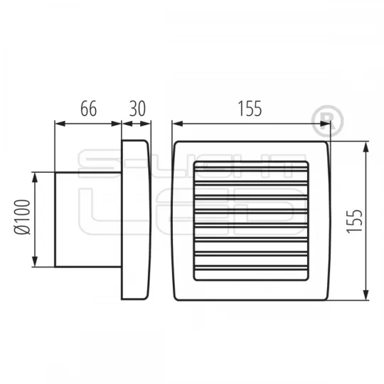 Kanlux AOL 100FT zsalus ventilátor 19W 100 m3/h 39 dB fotocellával, időkapcsolóval