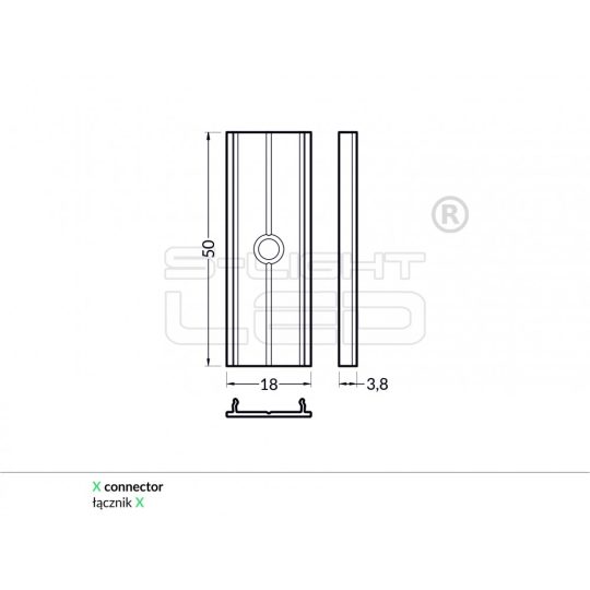 LED profil "X" CONNECT FIX12 5 cm toldáshoz