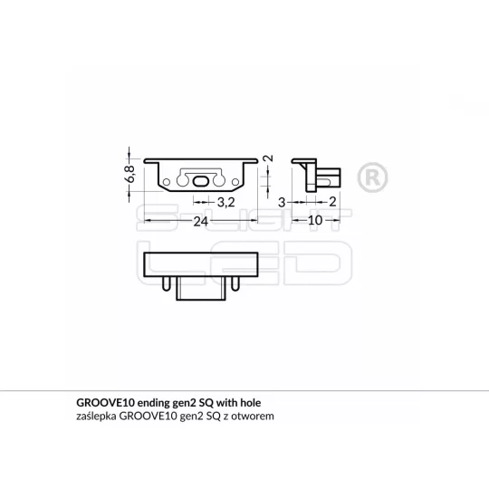 LED profil GROOVE10 végzáró fehér fúrt gen2 SQ szögletes