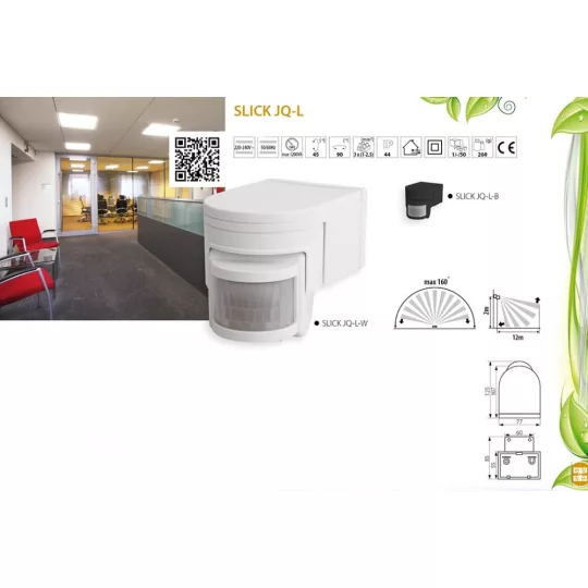 Kanlux SLICK JQ-L-B mozgásérzékelő max 1200VA, IP44, 160°