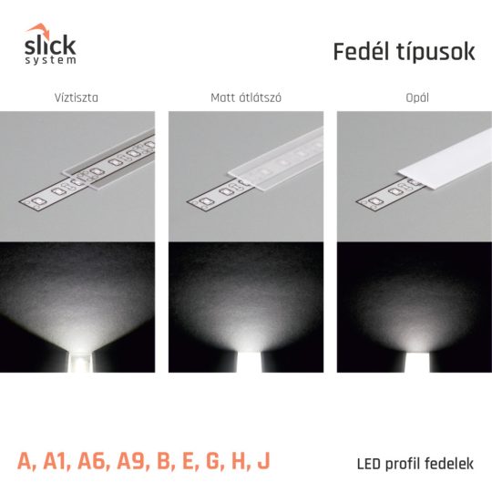 LED profil fedél  "G" víztiszta