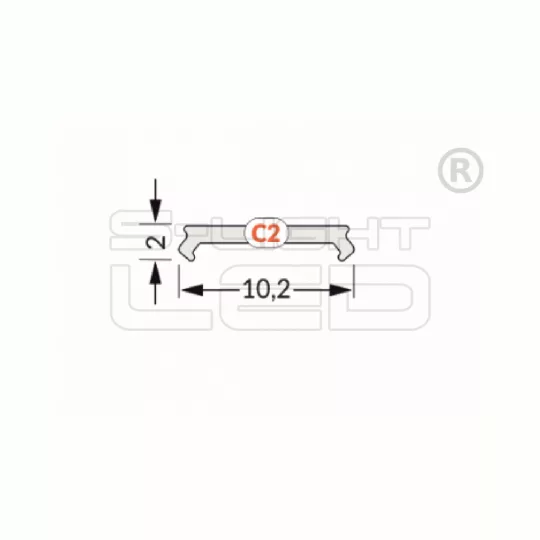 LED profil fedél  "C2" klikk opál