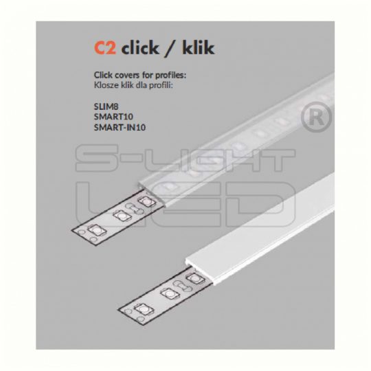 LED profil fedél  "C2" klikk fekete