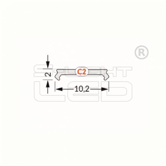 LED profil fedél  "C2" klikk opál