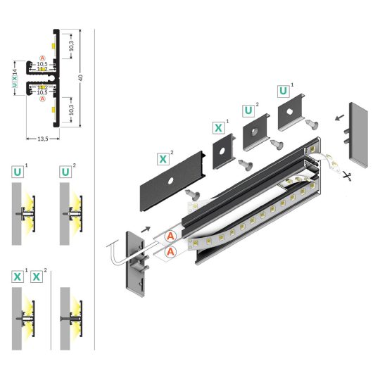 Topmet BACK10 LED profil natur aluminium 4000mm