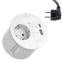   Bachmann LOOP IN CHARGE 1x230V + USB A/C 22W töltő + 1x kábelátvezető, fehér, 2m kábellel