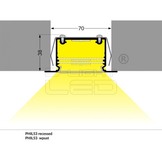LED profil PHIL süllyesztett eloxált profil