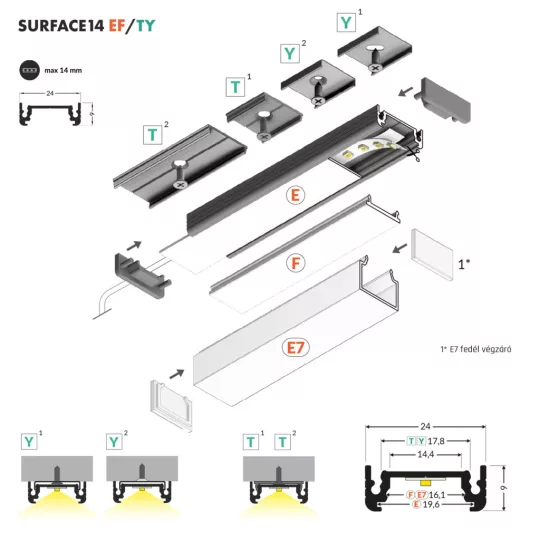 Topmet SURFACE14 profil eloxált aluminium változatban