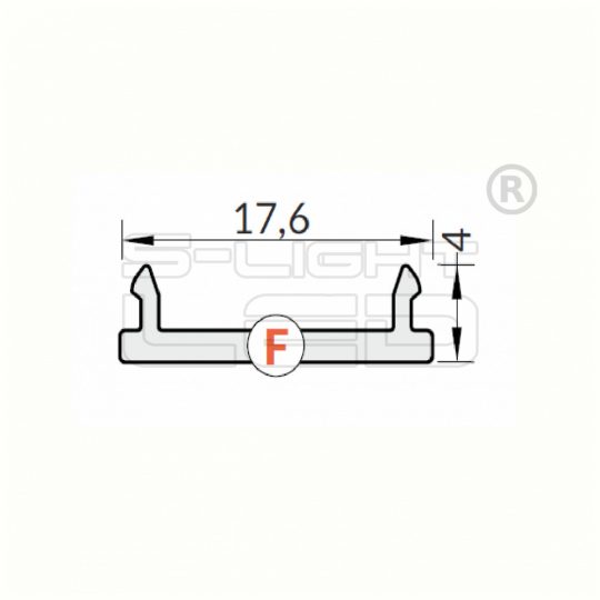 LED profil fedél  "F" klikk opál