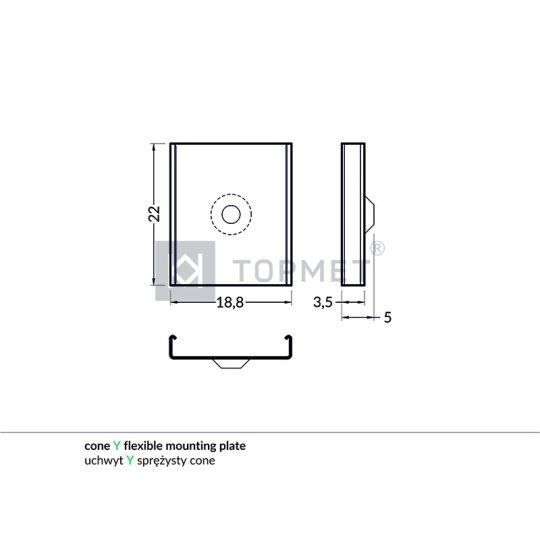 LED profil "Y" rögzítő kúpos KLIKK 14mm profilhoz