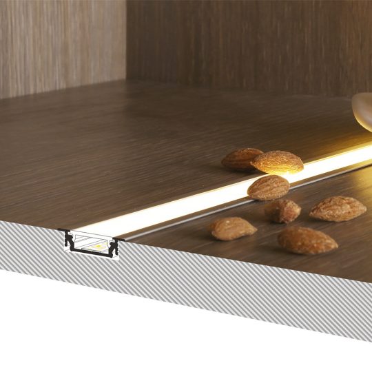 Topmet GROOVE14 bútorlapba süllyeszthető LED profil natur aluminium felülettel