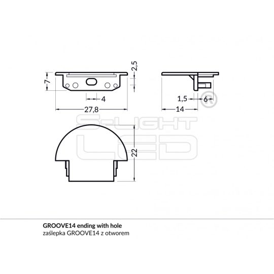 LED Profil GROOVE14 végzáró fekete