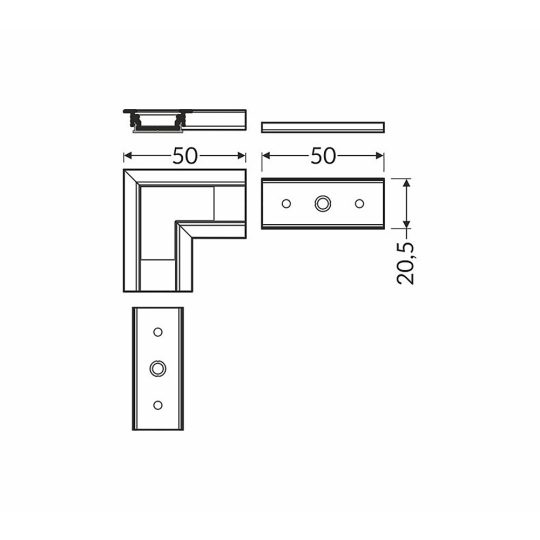 LED Profil GROOVE14 eloxált alu sarokidom 90° fehér