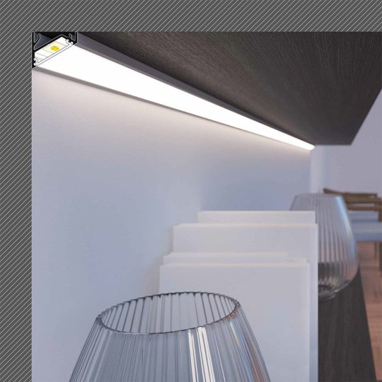 Topmet CORNER14 sarokba szerelhető LED profil fekete színben