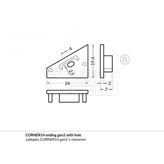 LED PROFIL CORNER14 VÉGZÁRÓ EZÜST