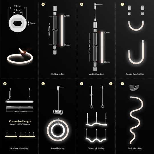NEON FLEX 360° mennyezeti függesztett kör készlet