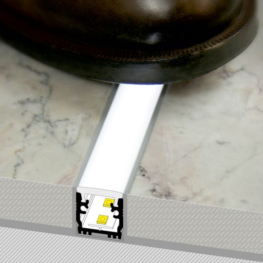 Topmet FLOOR12 padlóba süllyeszthető LED profil eloxált változatban