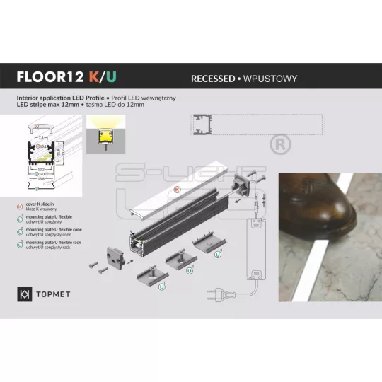 LED profil FLOOR12 végzáró gumitömítés 2db