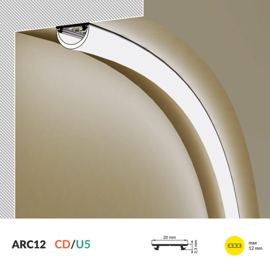 Topmet ARC12 hajlítható LED profil eloxált aluminium 4 méteres szálban