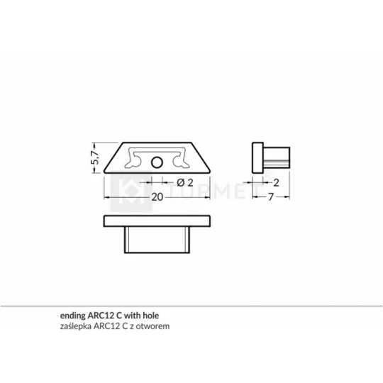 LED profil ARC12 végzáró fehér