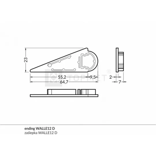 LED profil WALLE12 "D" végzáró ezüst 