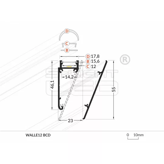 LED profil WALLE12 végzáró fehér