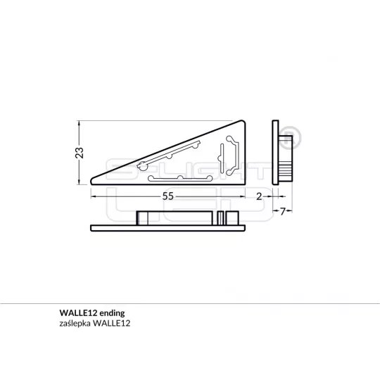 LED profil WALLE12 végzáró szürke