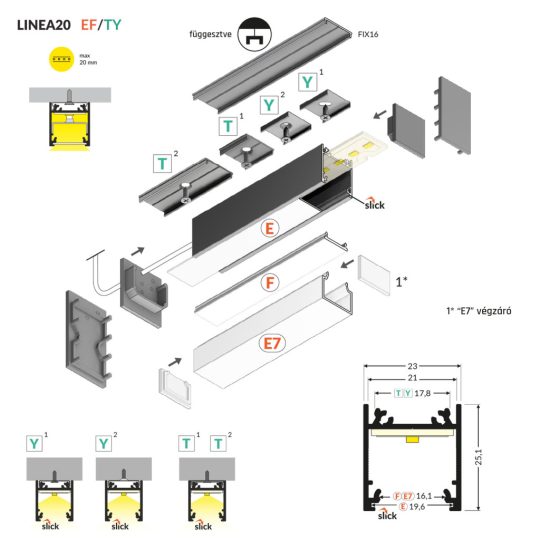 Topmet LINEA20 LED profil eloxált aluminium változatban
