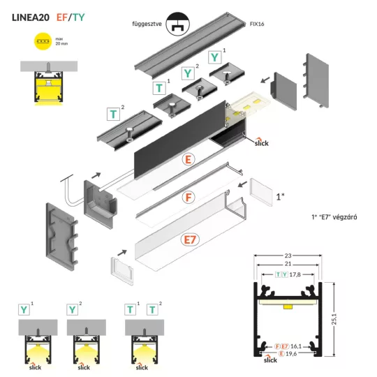 Topmet LINEA20 LED profil fekete színű változatban