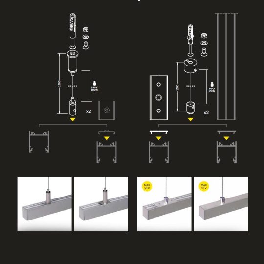 Topmet LINEA20 LED profil fekete színű változatban 3 méteres szálban