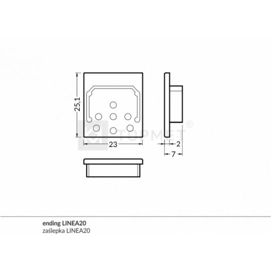 LED profil LINEA20 végzáró fehér