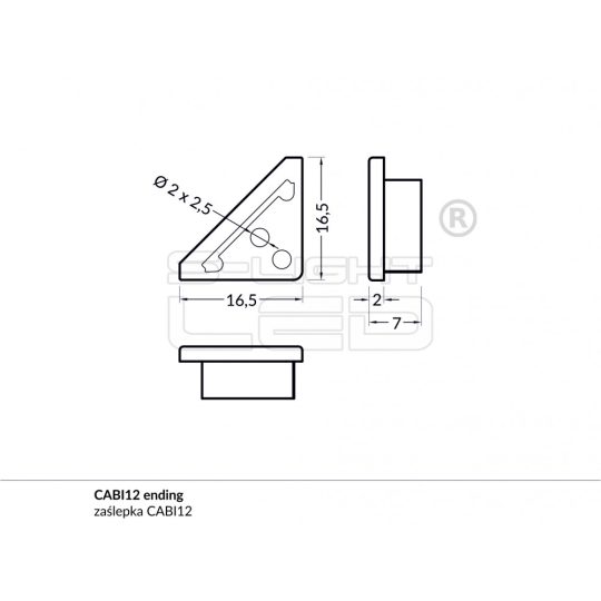 LED profil CABI12E végzáró fehér