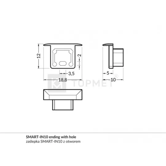 LED profil SMART-IN10 A/Z végzáró fekete fúrt