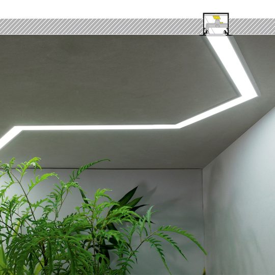 Topmet LINEA-IN20 gipszkarton LED profil natur aluminium változatban 4 méteres szálban
