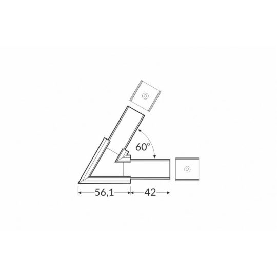 LED profil LINEA-IN20 fehér sarokidom 60°