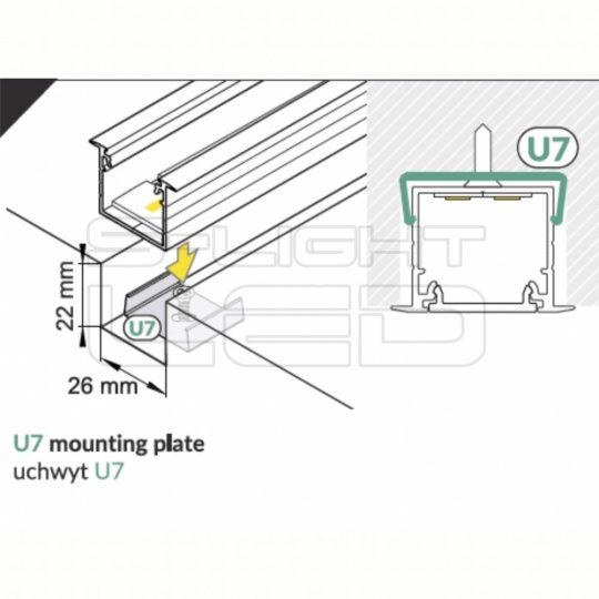 LED profil "U7" LINEA-IN20 rögzítő