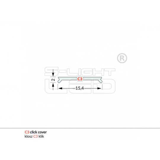 LED profil fedél  "C3" KLIKK ÁTLÁTSZÓ