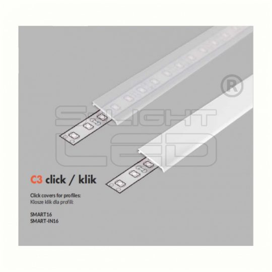 LED profil fedél  "C3" KLIKK ÁTLÁTSZÓ